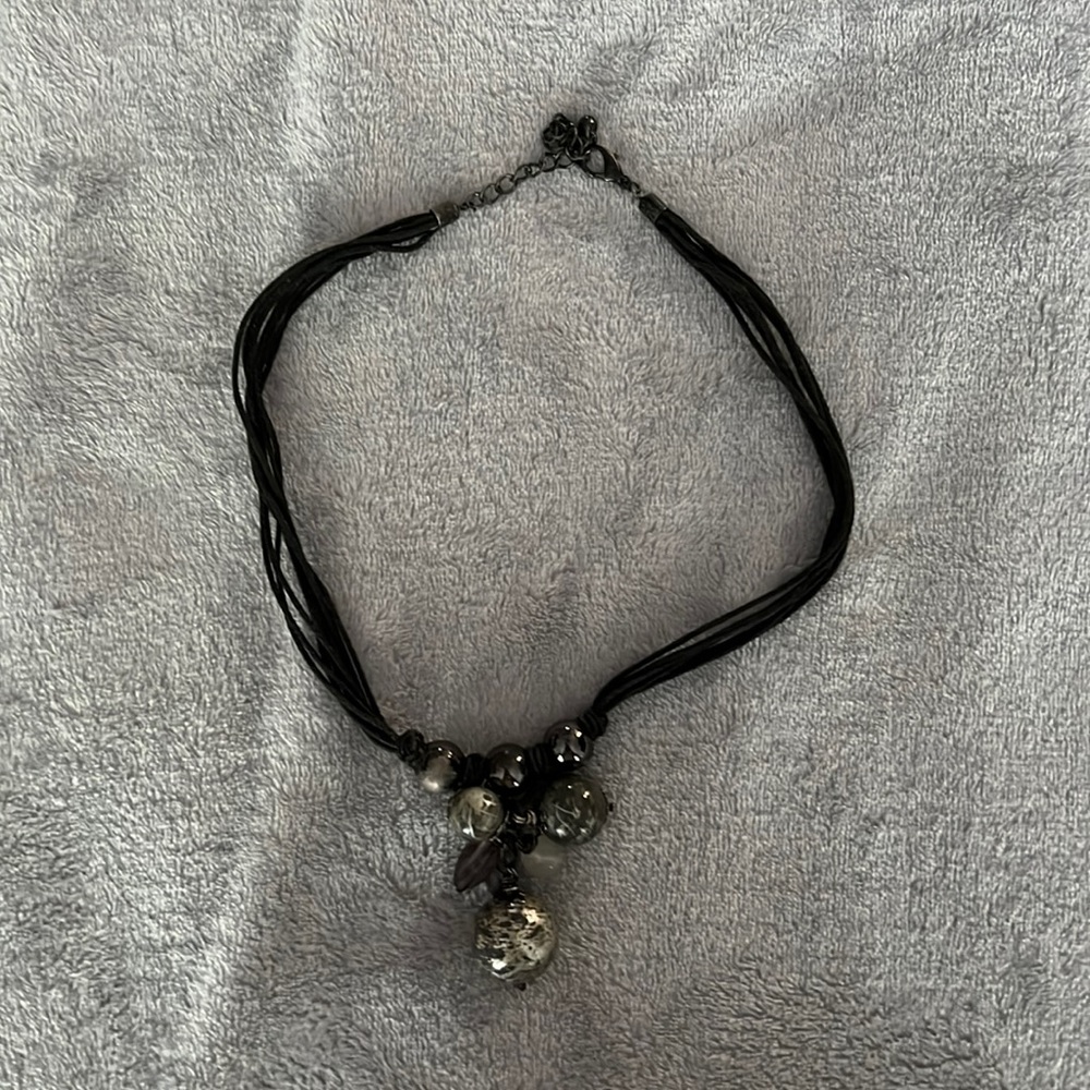 Black Rope Choker with Bead Cluster